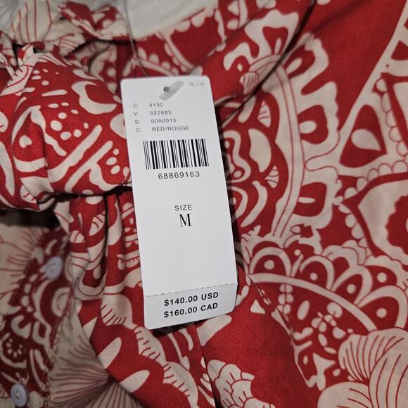 NWT! Anthropologie Blue Tassel Strapless Tie Front Red/Cream Mini Dress. Size M - Picture 8 of 10